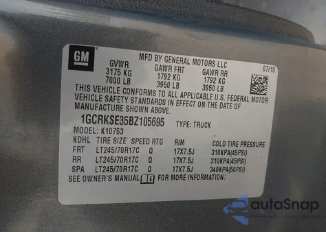 2011 Chevrolet Silverado 1500 Lt from USA, damaged, VIN 1GCRKSE35BZ105695